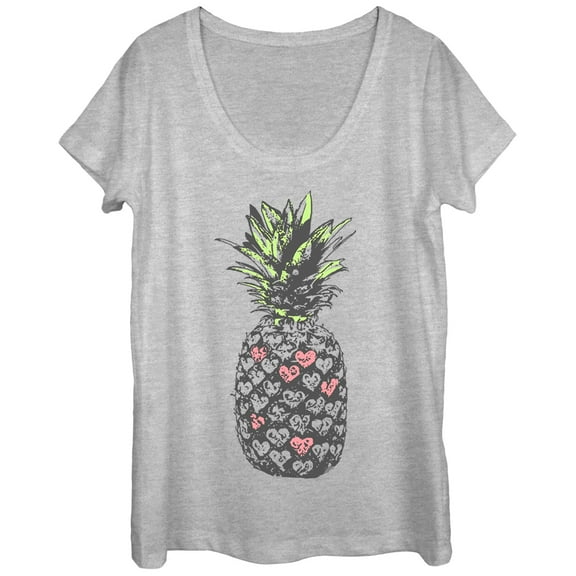 Women's Lost Gods Heart Pineapple Scoop Neck Athletic Heather Large