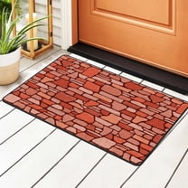 DouZhe Red Stone Brick Wall Rugs Doormat, Non-Slip Machine Washable Carpets Floor Door Mat , 36" x 24"