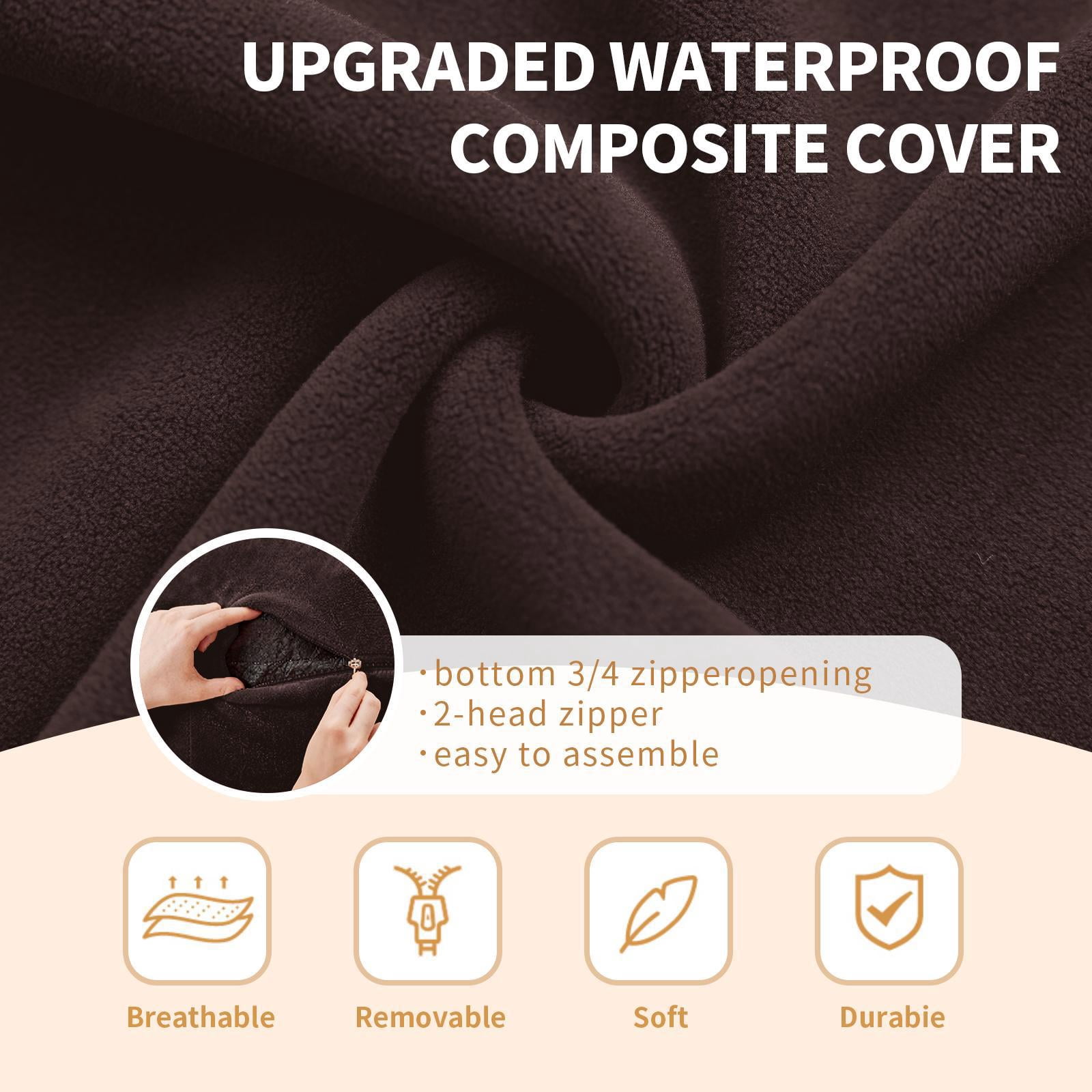 Hommoo 4FT Bean Bag Chair, Memory Foam Filling Soft Sofa with Flannel Cover, Round Sofa for Living Room, Bedroom, College Dorm, Brown