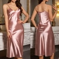 thumbnail image 7 of Wdfiry Nightgown for Women Sleeveless Strap Silk Satin Pajama Dress Solid Color Homewear V Neck Nightdress, 7 of 7