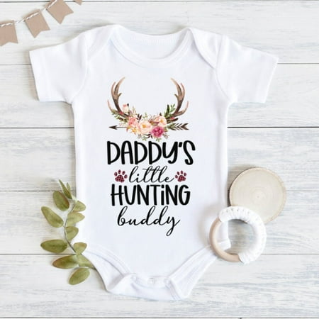Bella Canvas with Daddy S Little Hunting Buddy Baby Girl Outfit Newborn Girl Outfit Baby Girl Clothes Girl Baby Girl Gift Cute Baby Boy or Girl Bodysuit Gift