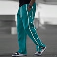 thumbnail image 2 of Men’s Loose Fit Snap Button Track Pants with Side Stripes Drawstring Waistband and Pockets for Sports Casual Wear, 2 of 7