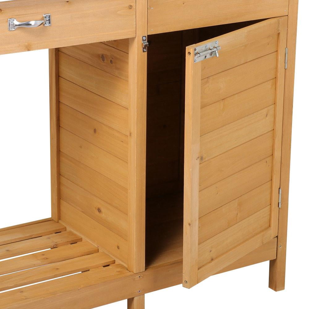 Easyfashion Garden Potting Bench with Cabinet Drawer Open Shelf,Wood