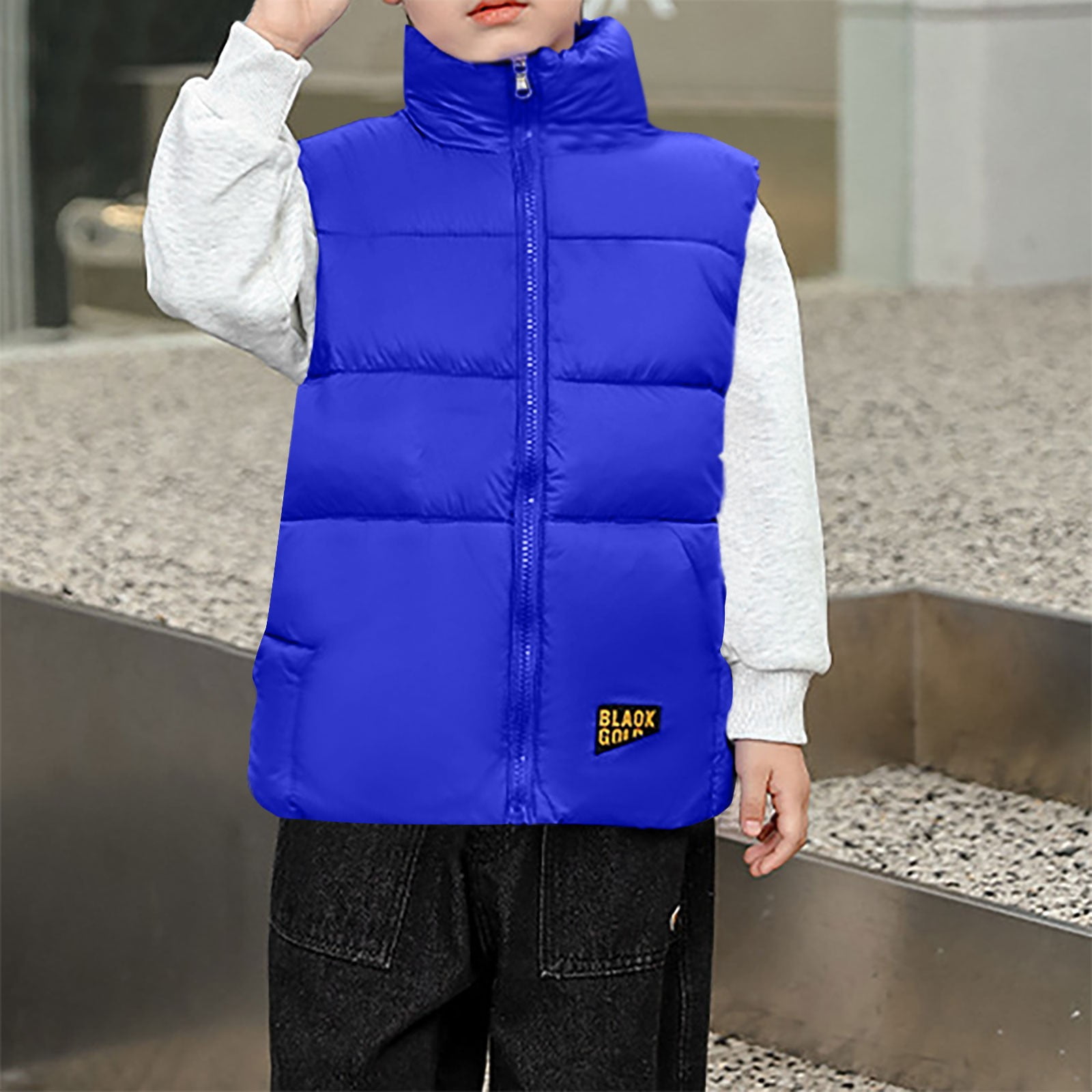 Eltusu Boys Puffer Vests, Warm Windproof Sleeveless Full Zip Winter Jackets Blue Size 4-13 T