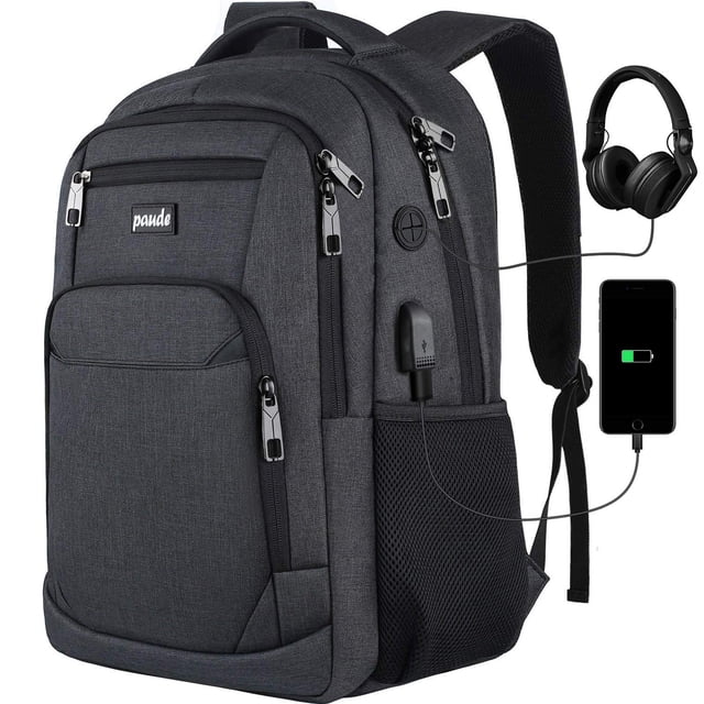 Mochila Paude para hombre y mujer con portátil de 15,6 pulgadas, color negro