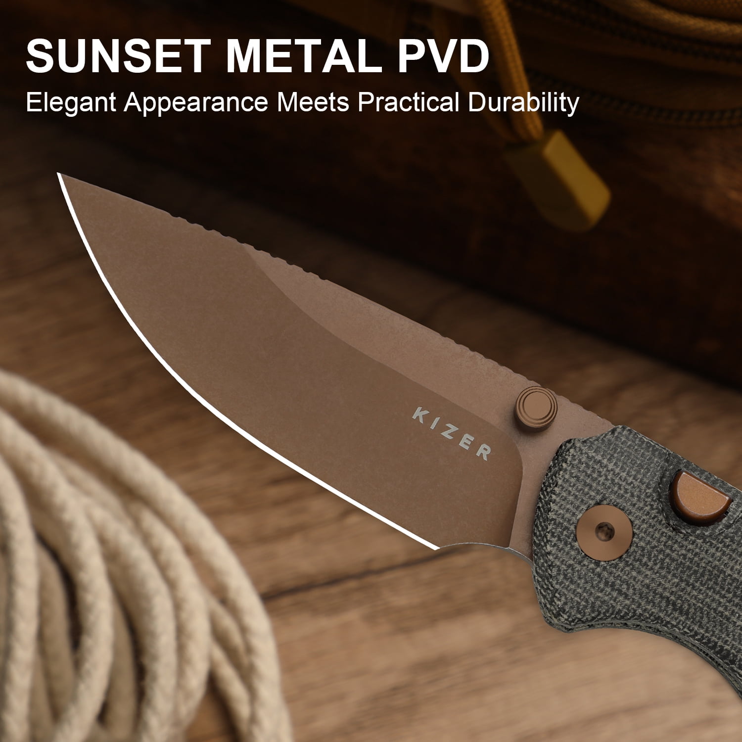 Kizer T1 BD EDC Folding Pocket Knife Nitro-V Blade Micarta Handle V3490.2BA2