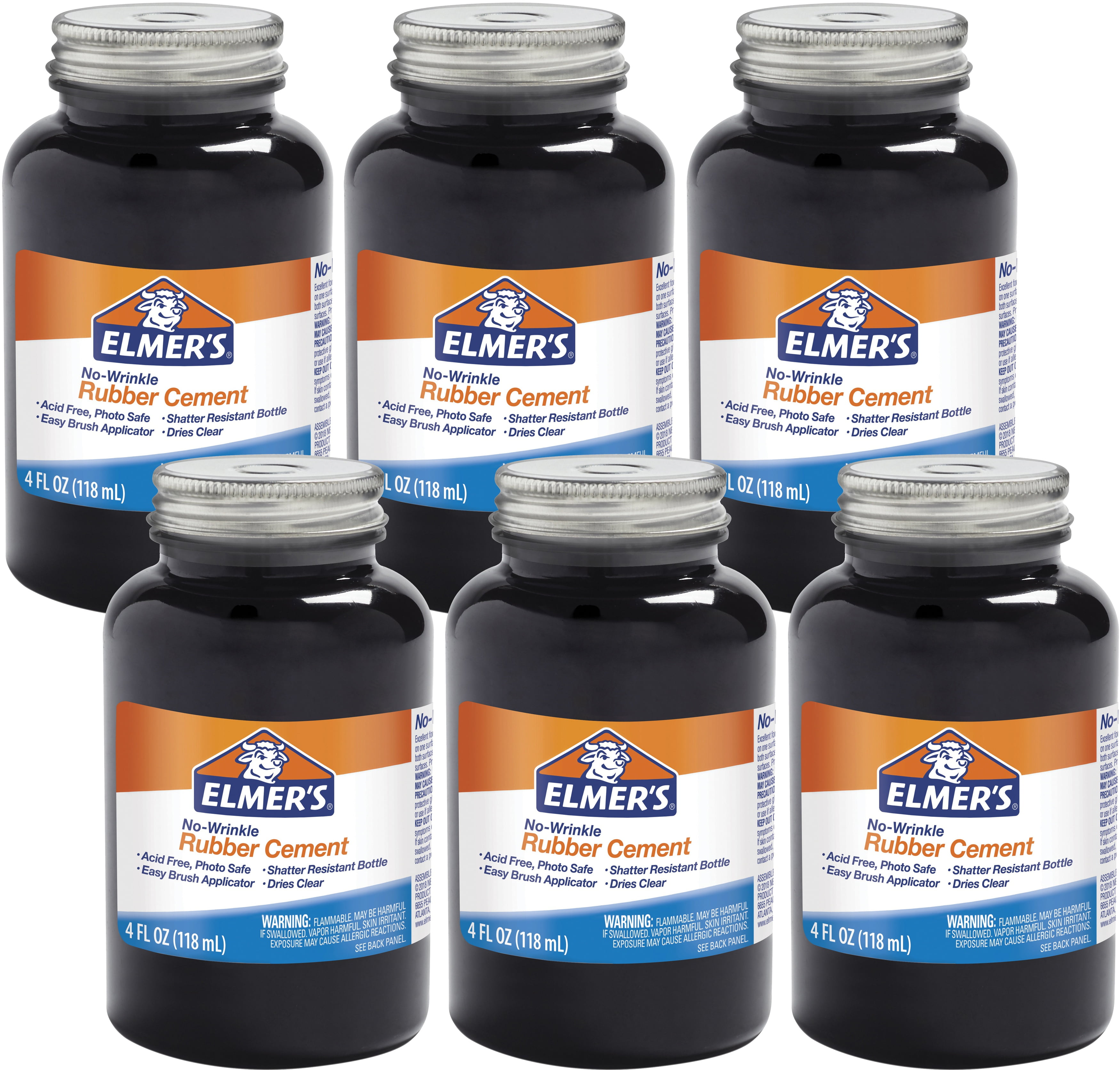 Elmer's NoWrinkle Rubber Cement4oz, Multipack Of 6