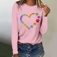 thumbnail image 2 of Pisexur Hauts d'Automne pour Femmes Mode Mignon Cœur Graphique Imprimé T-Shirt Hauts Col Rond Manches Longues Chemises pour Femmes Habillées Décontractées Sorties Hauts Confort Polyvalent Léger T-Shirts, 2 of 5