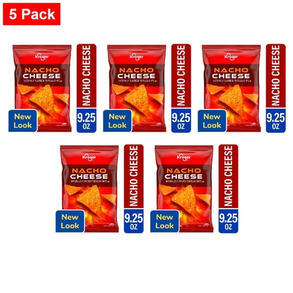 Kroger Nacho Cheese Tortilla Chips 9.25 oz - 5 Pack