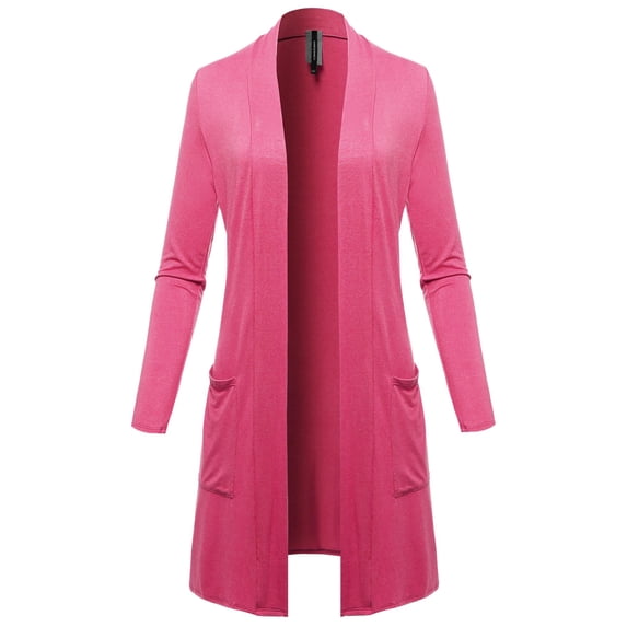 FashionOutfit Women's Solid Open Front Long-Line Thin Cardigan - Made in USA