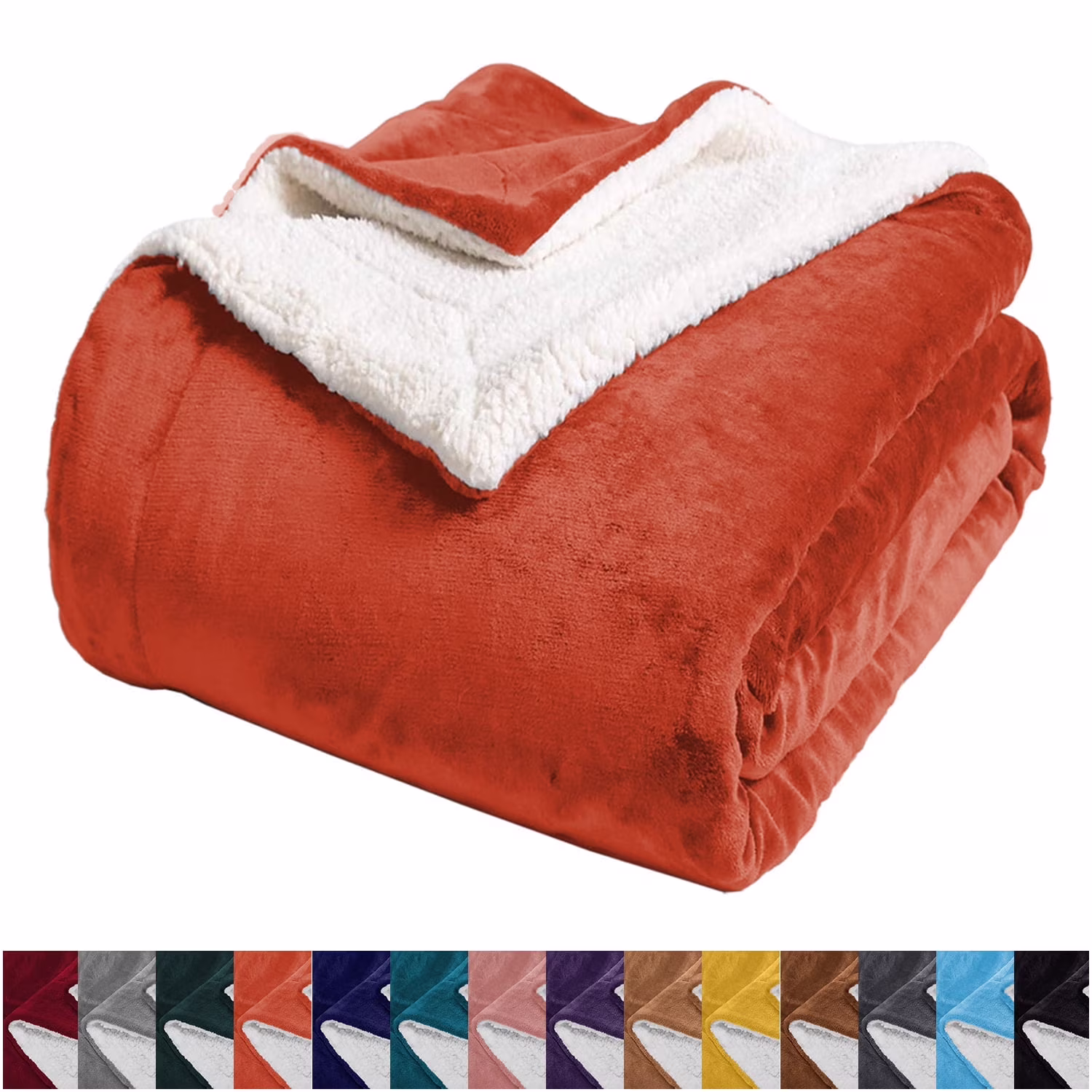 Rust, variant on IR Imperial Rooms Sherpa Bed Blanket Soft Thick & Warm Fluffy Plush Winter Fleece Reversible Lightweight Throw (50x60) Rust