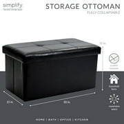 Simplify Faux Leather Double Folding Storage Ottoman in Black