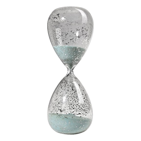 Doug 10 Inch Decorative 60 Minute Hourglass Accent Decor, Teal Blue Sand- Saltoro Sherpi