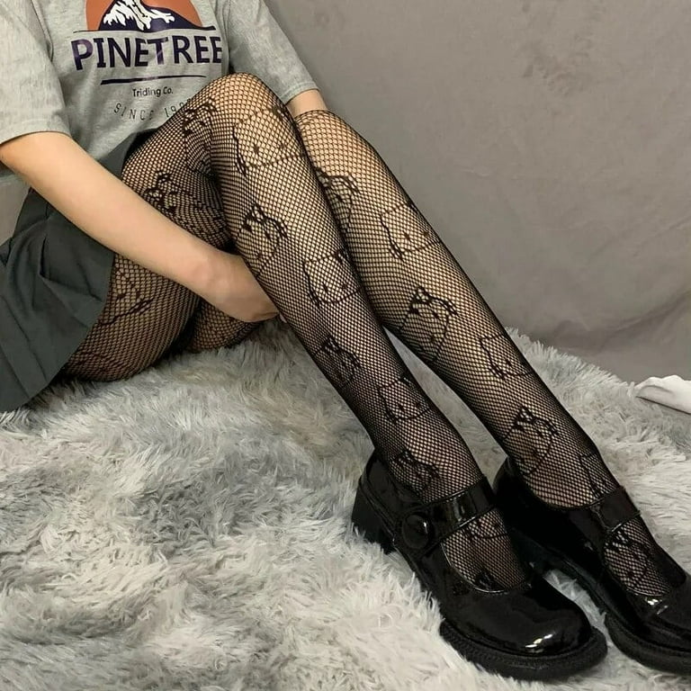 Sanrio Hello Kitty Pantyhose Sexy Tights Knee High Stocking Fishnet Women Breathable Thin Nightclub Black Silk Lolita Girls Gift Walmart