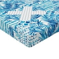thumbnail image 4 of Ambesonne Leafy Design Fitted Sheet, Dots Tropical Leaves, Full Size, Sea Blue White, 4 of 5