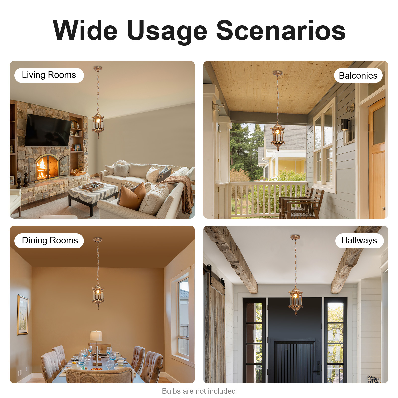 Vintage Outdoor Pendant Light, Waterproof Bronze Lantern Ceiling Fixture, E27 Bulb Compatible for Porch, Patio, Balcony, and Yard