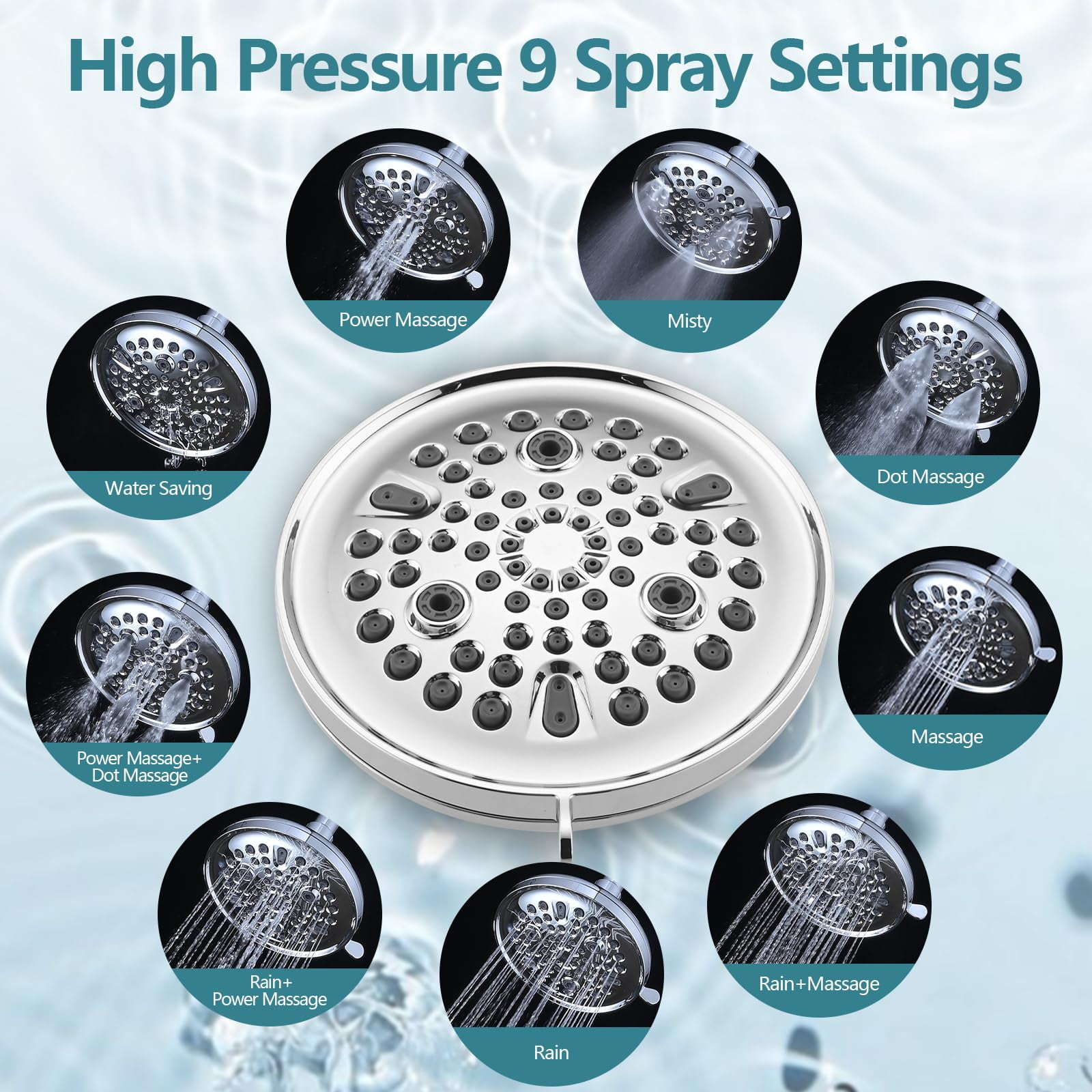 Replacement 9-Setting Rain Shower Faucet Tub Trim Kit for Delta 13/14 Series, High Pressure 5.5" Round Rain Shower Head& Handle Set, Chrome (Valve& Catridge Not Inclued)