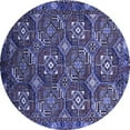 thumbnail image 1 of Ahgly Company Machine Washable Indoor Round Oriental Blue Industrial Area Rugs, 3' Round, 1 of 4