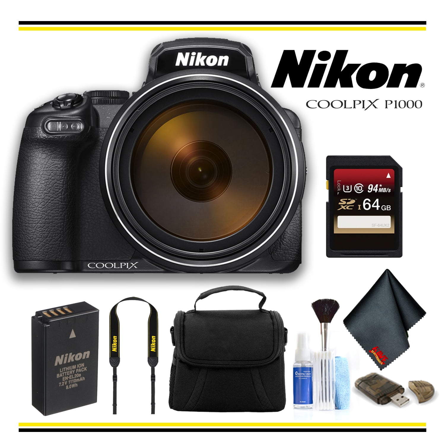 Fjord dictator officieel Nikon COOLPIX P1000 Digital Camera Starter Bundle - (Intl Model) -  Walmart.com