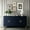 Navy Blue, variant on Modern Wooden 4 Door Server Cabinet | For Office, Stores Documents | Concealed Hinges, Maintains Clean Look | Adjustable Shelves for Different Sizes