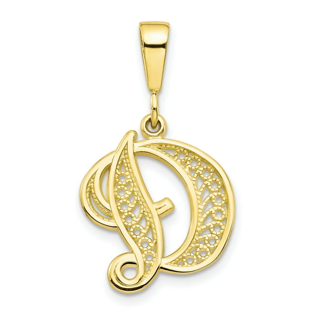 10k Yellow Gold Dainty Letter D Initial Name Monogram Necklace Charm Pendant