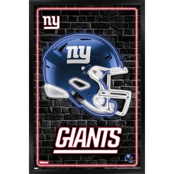NFL New York Giants - Neon Helmet 23 Wall Poster, 22.375" x 34" Framed