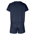 thumbnail image 4 of Nrmvnmi 2 Piece Sets for Women Outfits Short Sleeve Round Neck Solid Color Trendy Casual Sports Tracksuit Loungewear Set Womens Short Sets for Summer Navy MMothers Day Gifts, 4 of 5