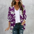 thumbnail image 2 of lcziwo Todays Sale, Ladies Plus Size Summer Work Clothes Kimono 2025 Floral Print Puff Sleeve Cardigans Loose Cover Up Chiffon Cardigan Casual Blouse Tops Purple XL, 2 of 6