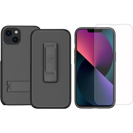 Wireless ProTech Case Compatible with Apple iPhone 13 Mini (Screen Size 5.4 inch only). Dual Layer Hybrid Case and Belt Clip Holster Combo Includes Screen Protector Wireless ProTech Case Compatible with Apple iPhone 13 Mini (Screen Size 5.4 inch only). Dual Layer Hybrid Case and Belt Clip Holster Combo Includes Screen Protector