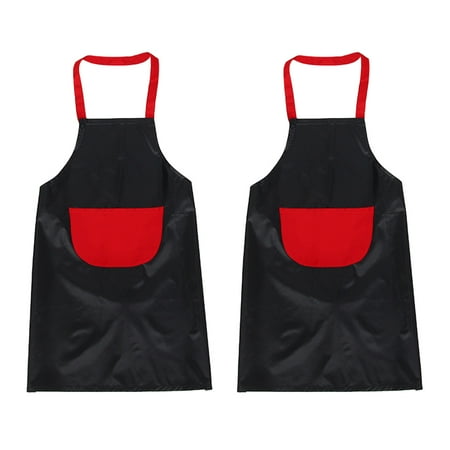 

2pcs Art Painting Aprons Waterproof PVC-coated Apron Kitchen Anti-fouling Apron for Kids Children (Black 45x52CM)