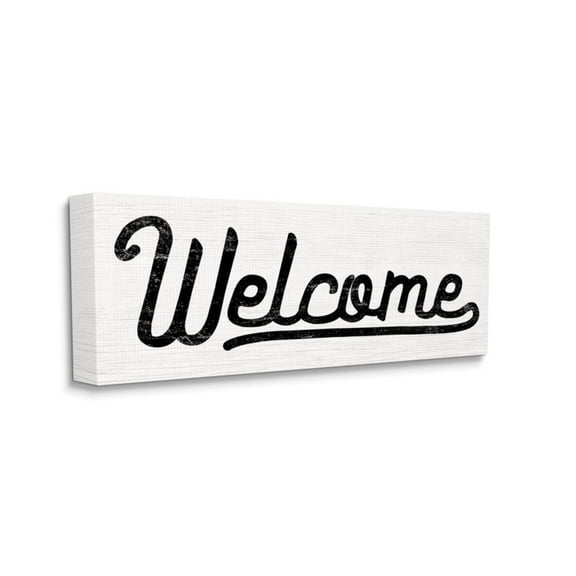 Stupell Industries Minimalist Welcome Sign with Whimsical Script Design by Daphne Polselli, 10" x 24"