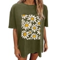 thumbnail image 4 of Faldas Cortas para Mujeres, Impresión de Flores Casual Oversized Camiseta de Manga Corta Top Hecho de 95% Poliéster 5% Spandex para Primavera Verano, Falda Corta de Verano, 4 of 7