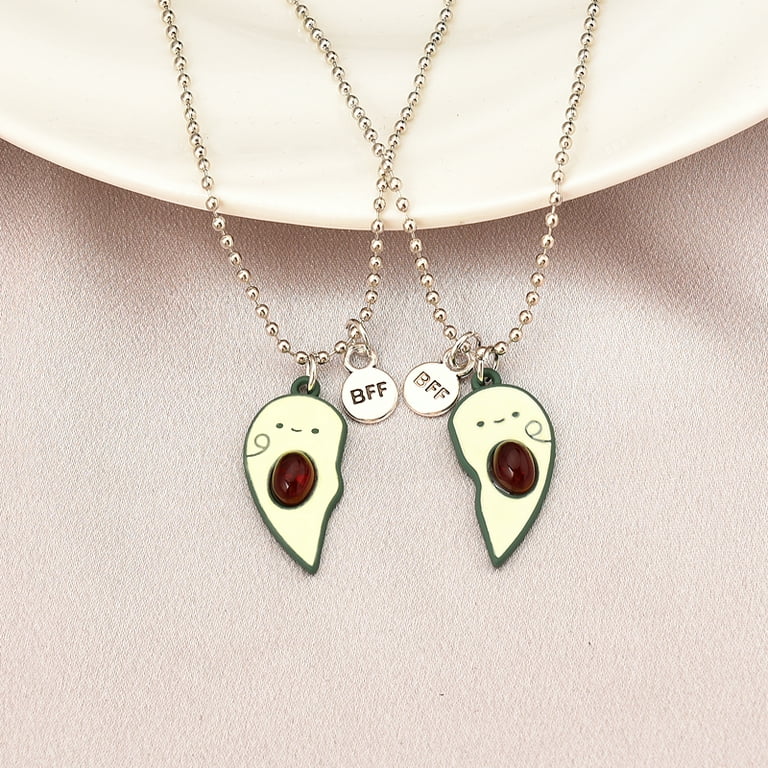 Ghost BFF Necklaces For 2 - Best Friend Matching Heart Necklace Set, Long Distance Friendship Gift