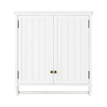 Alaterre Dover 27"W x 29"H Wall Mounted Bathroom Storage Cabinet with 2 Doors and Towel Rod