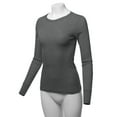 thumbnail image 5 of A2Y Women's Basic Solid Long Sleeve Crew Neck Fitted Thermal Top Shirt Charcoal XL, 5 of 6