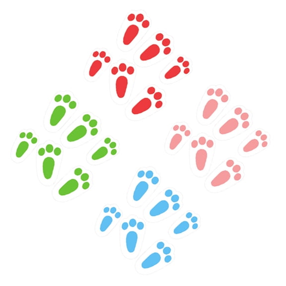 Raindrops 24pcs Rabbit Paw Decals Easter Floor Clings Bunny Feet Decals for Festival