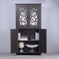 thumbnail image 4 of YIYADO Elegant Sideboard, Vintage Hollow Carved Buffet, Sideboard with Storage and Buffet with 4 Acrylic Mirror Doors, Adjustable Shelves Storage Cabinet, Brown, 4 of 6