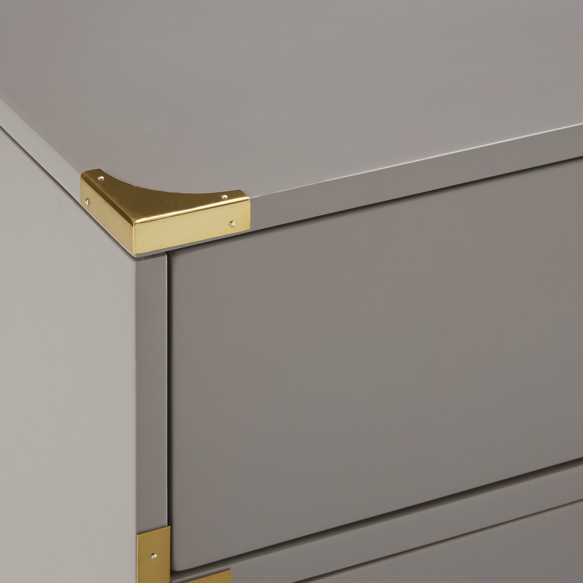 Weston Home Delacour Contemporary 3-Drawer Gold Accent Nightstand, Grey