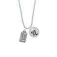 thumbnail image 2 of Delight Jewelry Silvertone Love Much Silvertone Script Initial Disc - N - Charm Necklace, 20"+3", 2 of 4