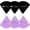 Black and Purple, variant on 6 count Puff Makeup Velour Soft Triangle Puffs - for Loose Mineral Wet Dry Foundation Sponge Makeup Tool - Black &