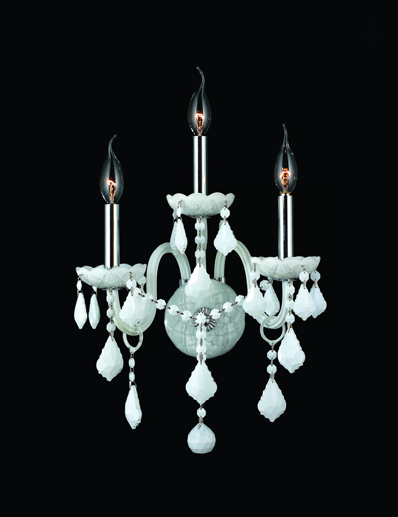 Provence Collection 3 Light Chrome Finish and White Crystal Candle Wall Sconce 13" W x 18" H Medium Two 2 Tier