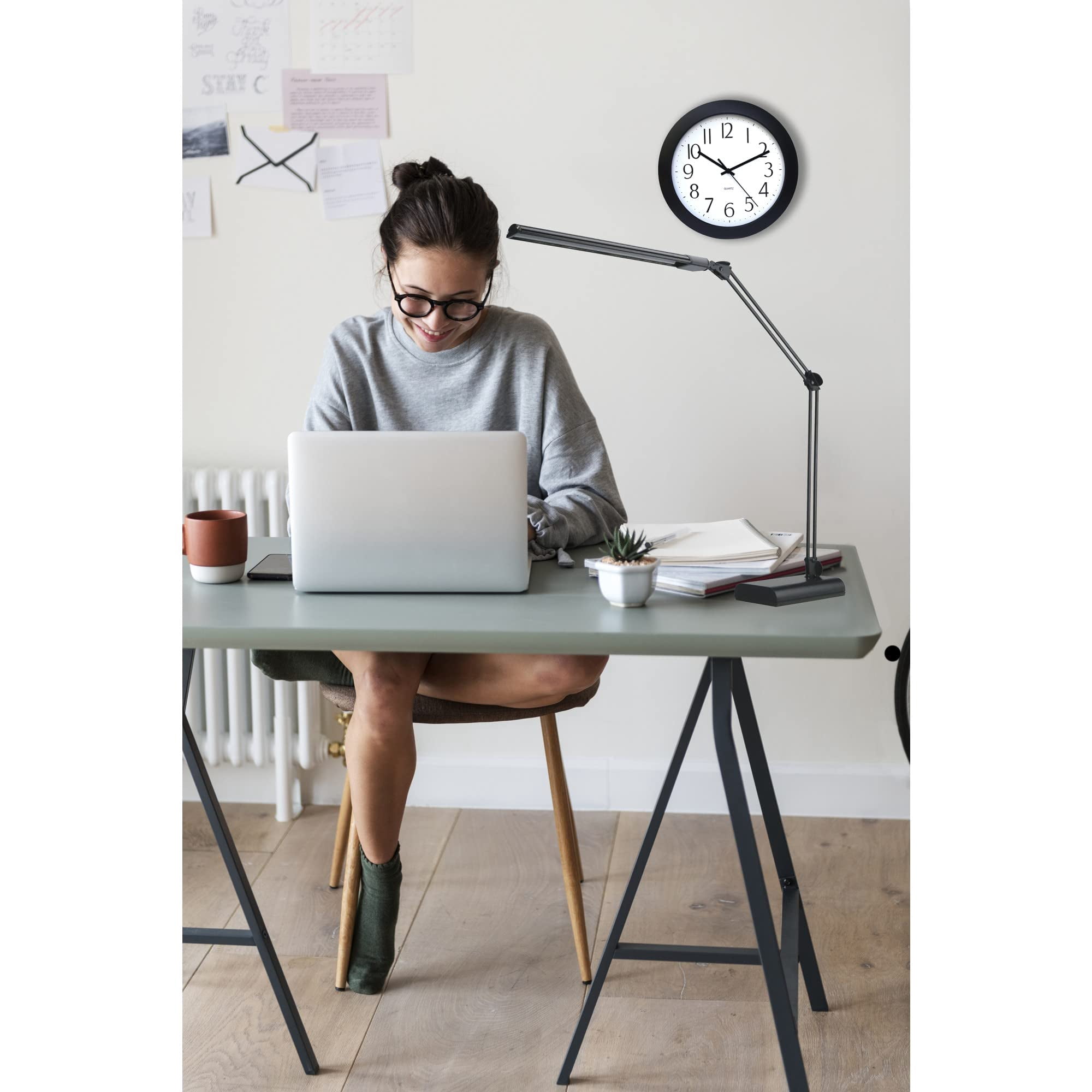 Realspace™ Architect Desk Lamp, Adjustable, 21-1/2"H, Black/Silver