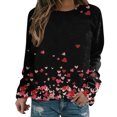 thumbnail image 3 of HNMKIU Women's Casual Round Neck Pullover Sweatshirt Long Sleeve Valentine's Day Themed Top Comfortable Soft Loungewear G,L, 3 of 4