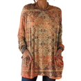 thumbnail image 4 of Long Sleeve Shirts for Women Pocketed Long Sleeve Casual Legging Match Work Blouse Womens Shirts Dressy Casual Orange Xl, 4 of 5