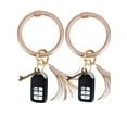 thumbnail image 1 of LELINTA 2PCS Handmade Wristlet Keychain Bracelet Bangle Round Key Ring Large Circle Tassel Key Chain - Leather Key Chain Holder  for Women Girls, 1 of 8