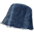 thumbnail image 3 of CoCopeaunts Denim Bucket Hats Irregular Foldable Men Fisherman Hat Unisex Fashion Frayed Brim Summer Travel Bucket Cap for Women, 3 of 8