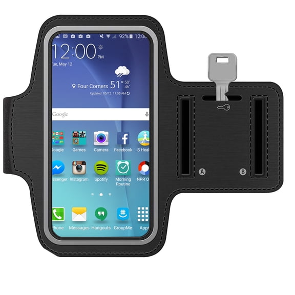 MMOBIEL Running Armband Phone Holder for Samsung Galaxy & Other Phones up to 7.5" – Stretchable, Key Holder, Black