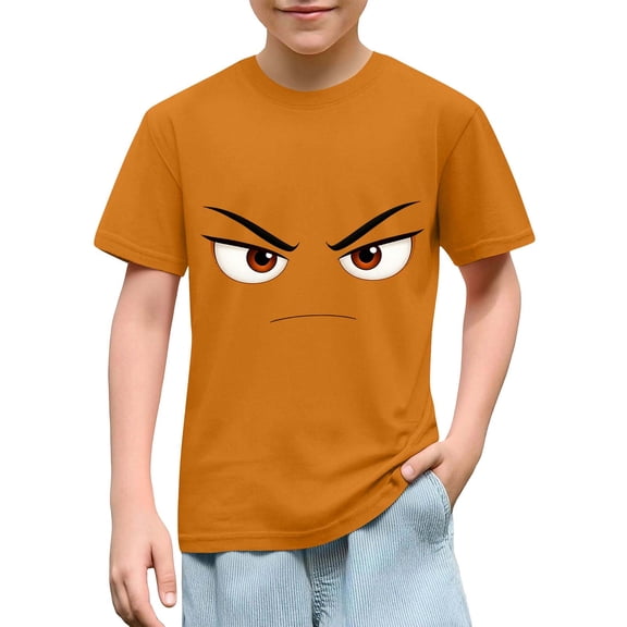 Bnwani Shirts for Boys Breathable Printed Girls T Shirts Crew Neck Tee Orange Sizes 3-9