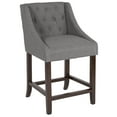thumbnail image 2 of Flash Furniture Carmel Series 24" High Transitional Tufted Walnut Counter Height Stool with Accent Nail Trim in Dark Gray Fabric, 2 of 12
