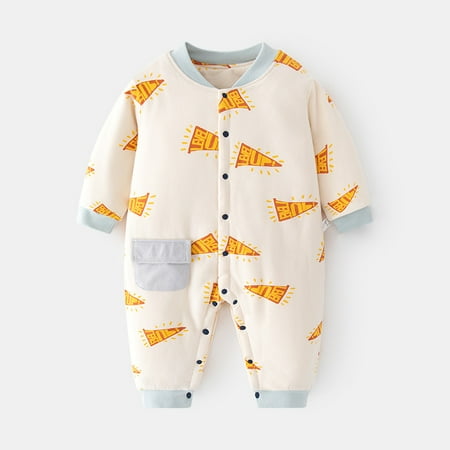 

Breampot Baby Cotton Jumpsuit Baby Warm Autumn And Winter Boneless Ha Clothes Plus Cotton Padded Door Climbing Clothes Children s Underwear Beige